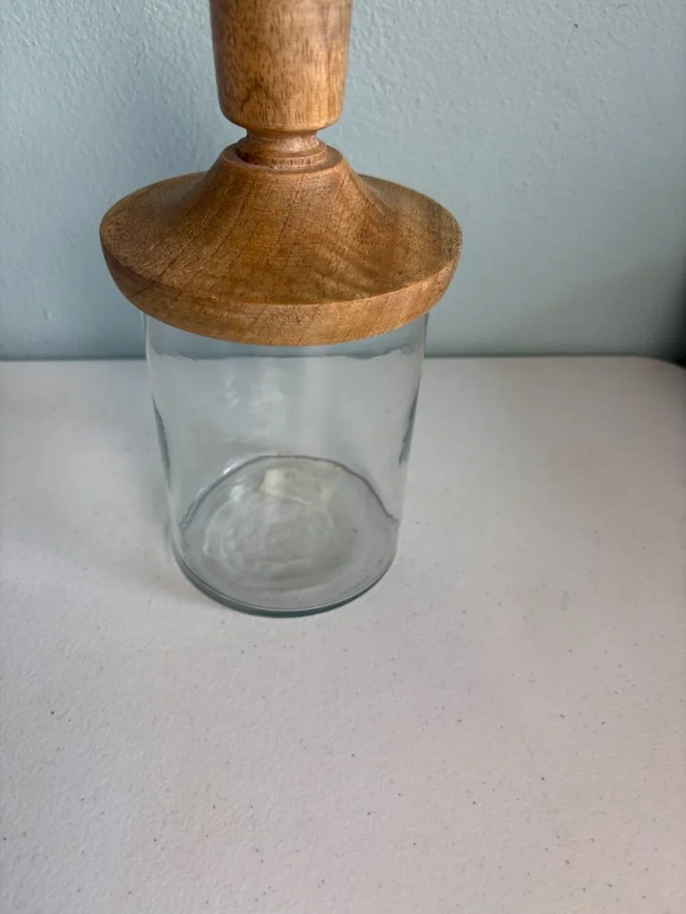 Hobby Lobby Wood Topped Cylindrical Canister Jar